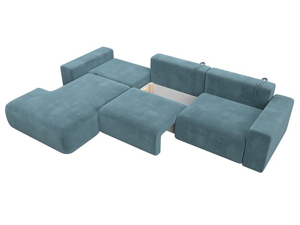 Диван угловой Лига-036 Классик Лонг левый угол Велюр бирюзовый - Вид 8