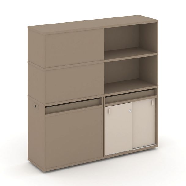 Estetica Набор №20. Тумба двойная+высокая надставка ES.NB.2V-20 Латте/Капучино 1500*410*1520 - Вид 1