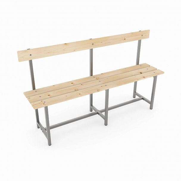 Скамья со спинкой деревянная на металлокаркасе "СТ 5", 1500х350х860 мм - Вид 2