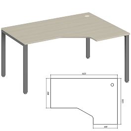 Эргономичный стол правый Trend Metal 160x120x75 дуб феррара - Фото предпросмотра