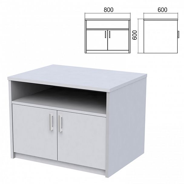 Тумба для оргтехники "Арго", 800х600х600 мм, полка, серый - Вид 2