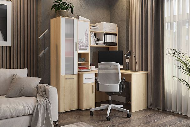 Лайт-1 Стол компьютерный 1200 угловой SKL1.2N01.1623 дуб сонома/белый - Вид 2