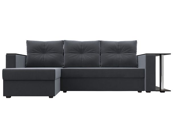 Угловой диван Атланта Лайт левый (полностью велюр серый) - Вид 2