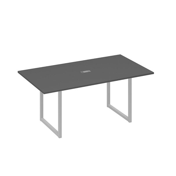 Стол 180 с опорами QUATTRO переговорный A4 А4 Б4 122 БП антрацит премиум / металлокаркас серый - Вид 1
