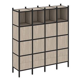 Loft Прямой стеллаж наборный VR.L-09 Дуб аттик/Чёрный металл 1694*446*1869 - Фото предпросмотра