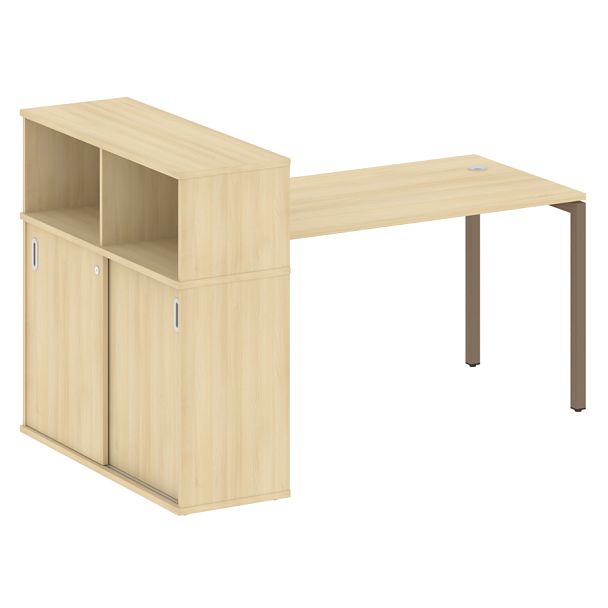 Metal System Quattro Стол письменный с шкафом-купе на П-образном м/к 40БП.РС-СШК-3.3 Т Акация/Мокко металл 1810*1120*1098 - Вид 1