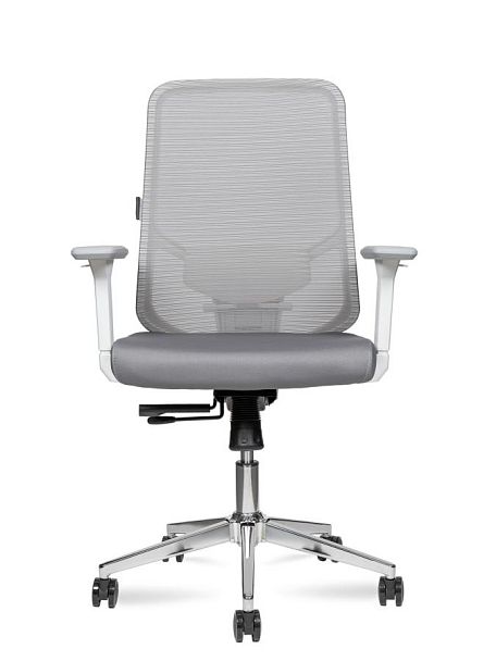 Кресло офисное / Best LB white / белый пластик / серая сетка / серая ткань /база хром - Вид 2