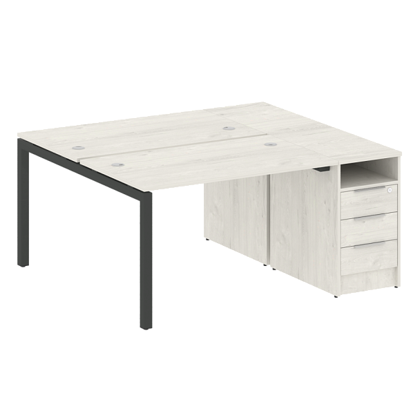 Metal System Quattro Р. ст. с тумбой на П-образном м/к 50БП.РС-СТП-2.2 Дуб наварра/Антрацит металл 1612*1475*750 - Вид 1