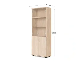 UNITY РШКС-02 ДУБ СОНОМА Шкаф со стеклянными дверьми Прямой 730x380x1966 - Фото предпросмотра