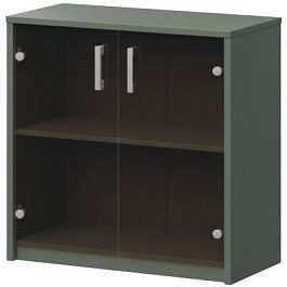 Стеллаж низкий с тонированным стеклом А-302/А-стл302тон Тайга 770x364x848 Арго - Фото предпросмотра
