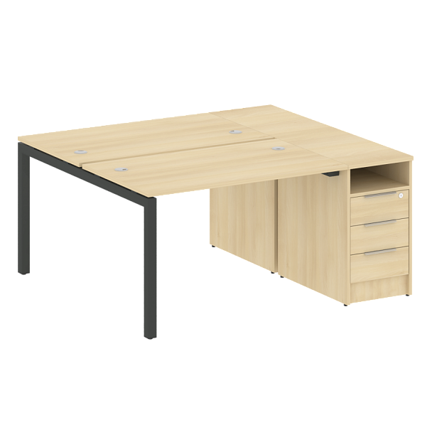 Metal System Quattro Р. ст. с тумбой на П-образном м/к 50БП.РС-СТП-2.2 Акация/Антрацит металл 1612*1475*750 - Вид 1