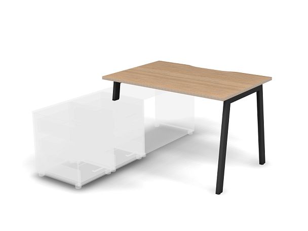 MATRIX 121B100-A Стол прямой, опора на тумбу, вырез. (А-опоры) 1180х780х775 Швейц-й вяз/Темно-серый - Вид 1