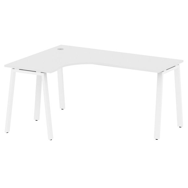 Metal System Стол криволинейный левый на А-образном м/к БА.СА-4 (L) Белый/Белый металл 1600*1200*750 - Вид 1