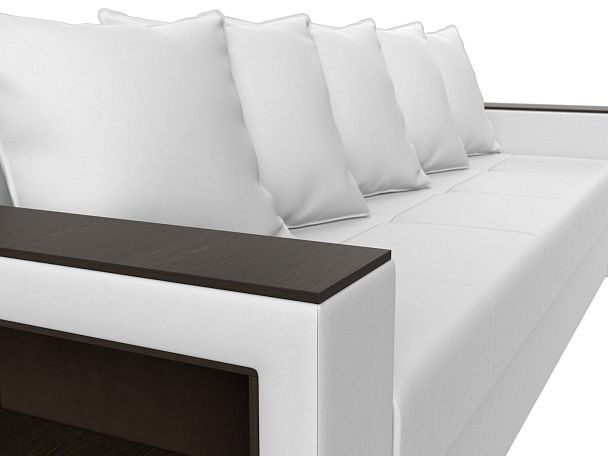 Диван прямой Дубай Лайт полки слева (полностью экокожа белая) - Вид 4