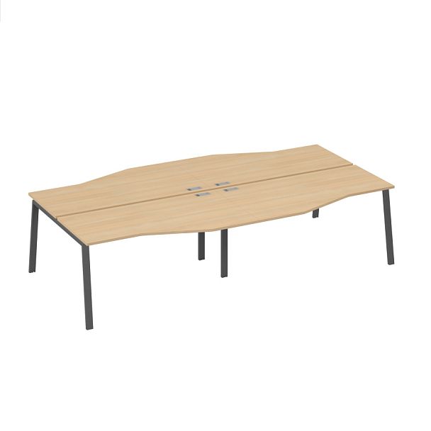 Рабочая станция столы Техно (4х160) на каркасе UNO A4 А4 Б1 191-2 БП натуральный дуб / металлокаркас антрацит - Вид 1