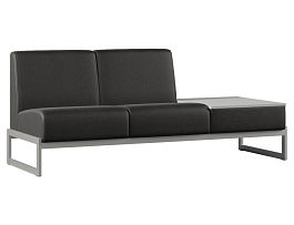 Диван Everprof Solo двухместный со столиком слева Металл Серый Экокожа Черный ЛДСП Серый - Фото предпросмотра