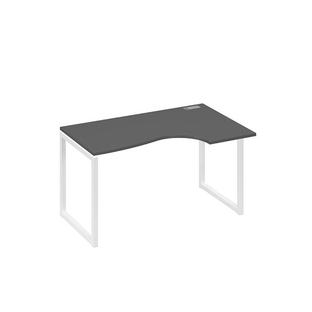 Стол эргономичный правый "Классика" на металлокаркасе QUATTRO A4 А4 Б4 044 БП антрацит премиум / металлокаркас белый - Вид 1
