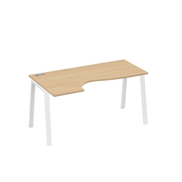 Стол эргономичный левый "Классика" на металлокаркасе TRE A4 А4 Б3 045 БП натуральный дуб / металлокаркас белый - Вид 1