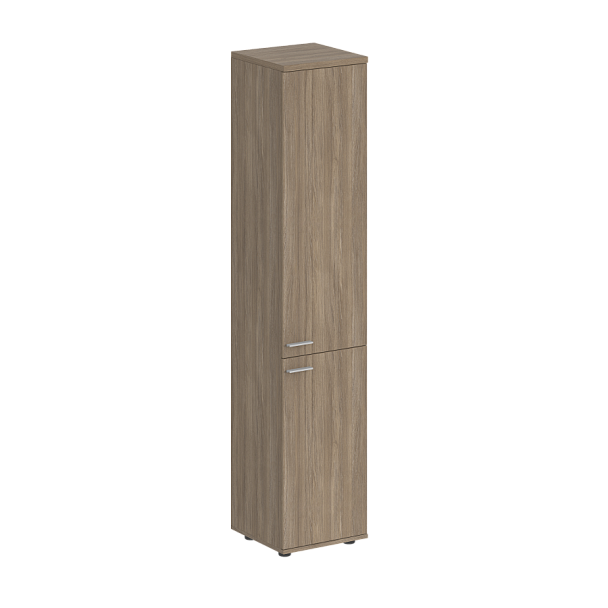 Шкаф высокий Sigma 400х400х1955, з.ст HDF, правый / корпус: дуб темный; фасады: дуб темный - Вид 1