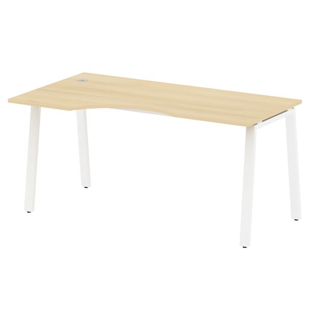 Metal System Стол криволинейный левый на А-образном м/к БА.СА-1 (L) Акация/Белый металл 1600*900*750 - Вид 1