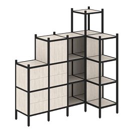 Loft Угловой внутренний стеллаж наборный VR.L-48 Денвер светлый/Чёрный металл 1694*862*1869 - Фото предпросмотра