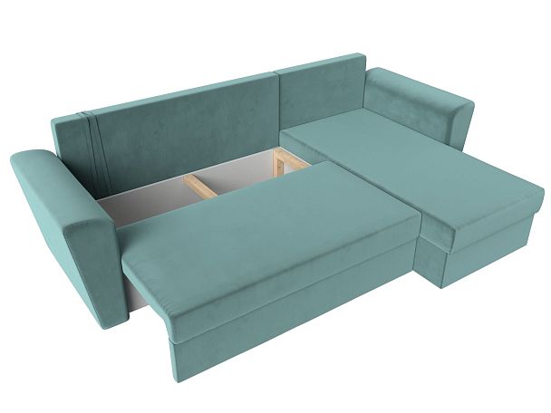 Угловой диван Амстердам Лайт правый (полностью Велюр бирюзовый) - Вид 8