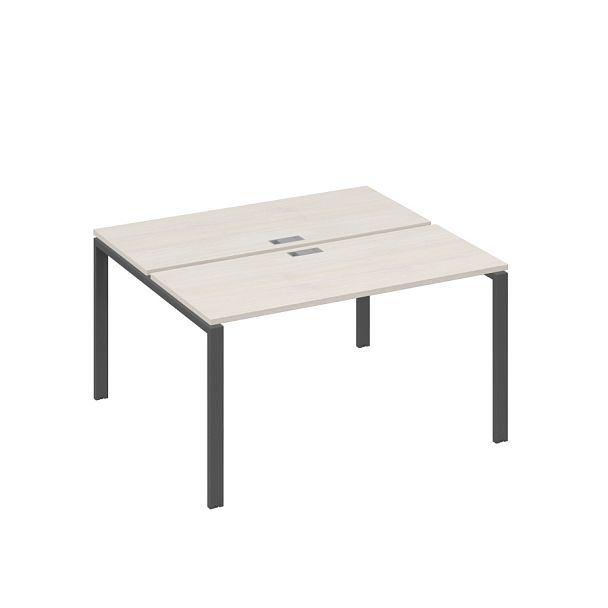 Рабочая станция на каркасе UNO столы 2х140 A4 А4 Б1 171 БП дуб / металлокаркас антрацит - Вид 1