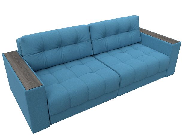 Диван прямой с декором Лига-049 НПБ Рогожка голубой - Вид 6