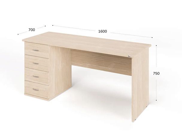 ЛАЙТ / LIGHT RLG008-16x7L Однотумбовый стол 160x70x75 Дуб Сонома - Вид 3