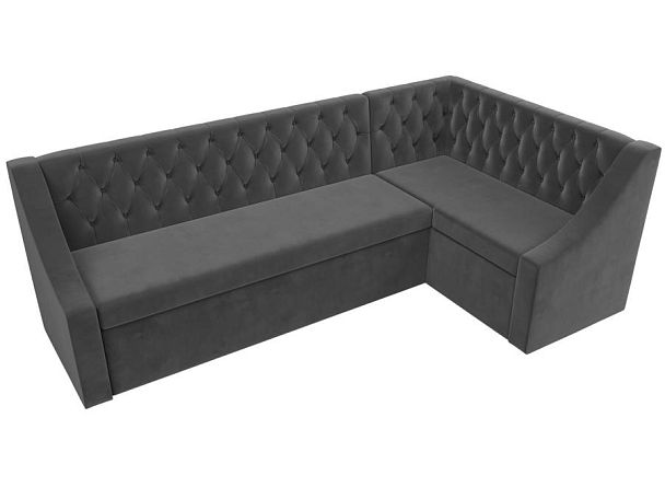 Кухонный угловой диван Мерлин правый (полностью велюр серый) - Вид 5