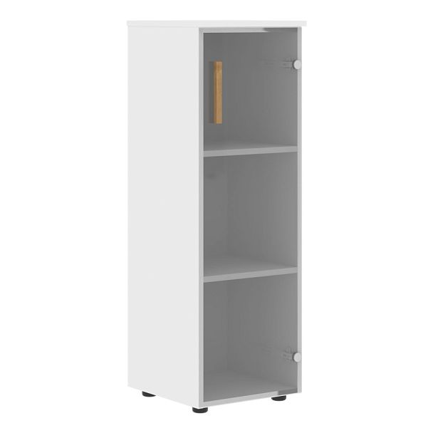 Шкаф колонка с стеклянной дверью и топом FMC 40.2 Прозрачное/Белый премиум 404х429х1213 FORTA - Вид 1