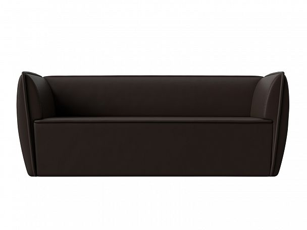 Прямой диван Бергамо 3-х местный (полностью экокожа коричневая) - Вид 2