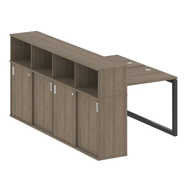 Metal System Quattro Р. ст. с шкафом-купе на О-образном м/к 50БО.РС-СШК-4.1 Т Вяз/Антрацит металл 1410*2332*1098 - Вид 1