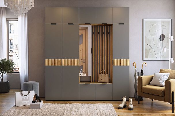 Бери Шкаф однодверный MPR-023.2564 дуб крафт золотой/графит - Вид 3