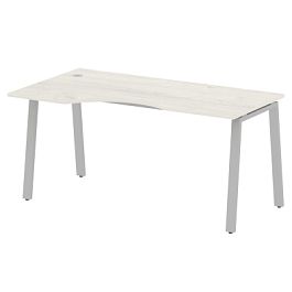 Metal System Стол криволинейный левый на А-образном м/к БА.СА-1 (L) Дуб наварра/Серый металл 1600*900*750 - Фото предпросмотра
