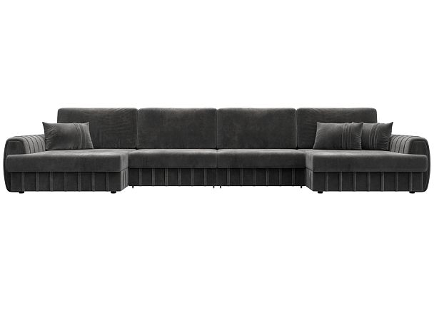 Диван П-образный Лига-057 НПБ Лонг Велюр серый - Вид 2