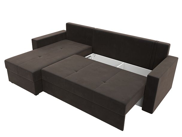 Диван угловой Верона Лайт угол левый (полностью велюр коричневый) - Вид 7