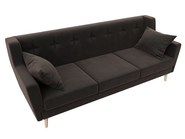 Прямой диван Брайтон 3 (полностью велюр коричневый) - Вид 5