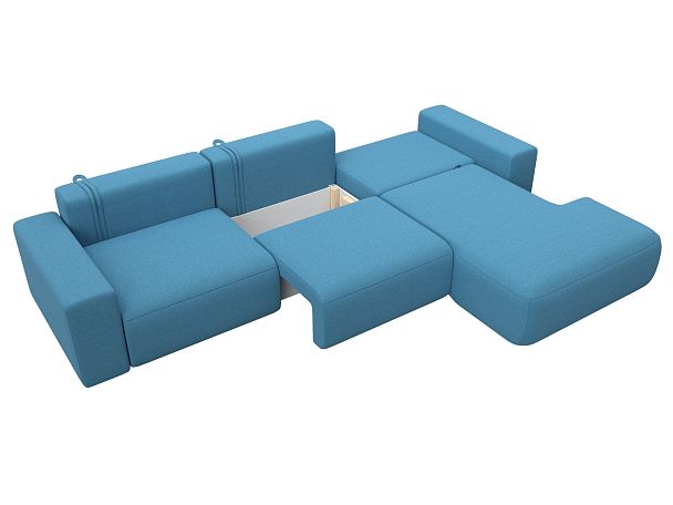 Диван угловой Лига-036 НПБ Классик Лонг правый угол Рогожка голубой - Вид 8