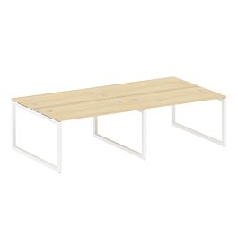 Metal System Quattro Р. ст. на 4 раб. места на О-образном м/к 50БО.СМ-4.3 Акация/Белый металл 2800*1475*750 - Фото предпросмотра