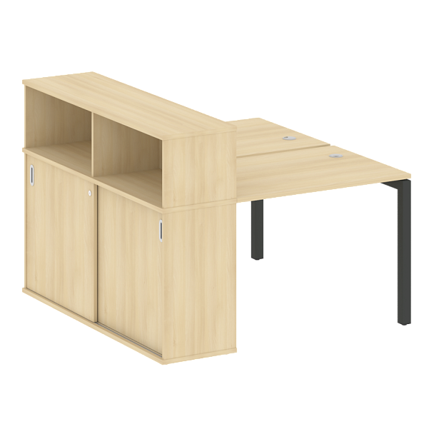 Metal System Quattro Р. ст. с шкафом-купе на П-образном м/к 50БП.РС-СШК-2.1 Т Акация/Антрацит металл 1410*1475*1098 - Вид 1