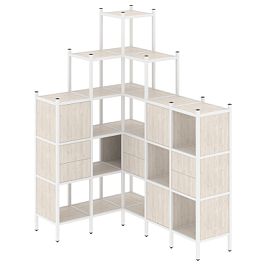 Loft Угловой внутренний стеллаж наборный VR.L-43 Денвер светлый/Белый металл 1278*1694*2280 - Фото предпросмотра