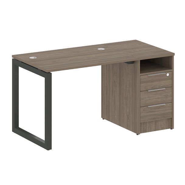 Metal System Quattro Р. ст. с тумбой на О-образном м/к 50БО.РС-СТП-1.1 Вяз/Антрацит металл 1412*720*750 - Вид 1