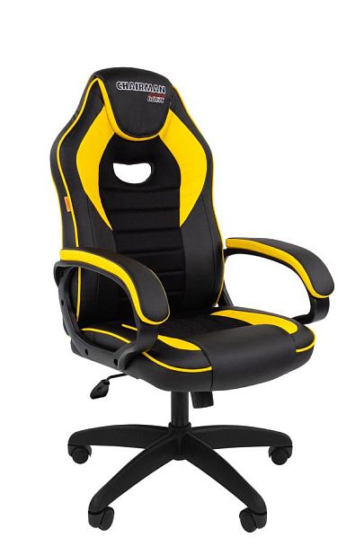 Кресло Chairman game 16 Россия экокожа черный/желтый - Вид 1