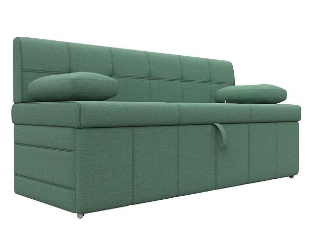 Диван кухонный прямой Лео Рогожка зеленый - Вид 1