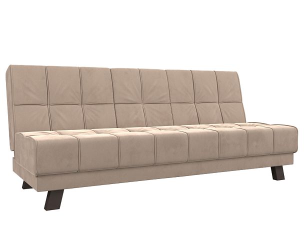 Прямой диван Винсент (полностью велюр бежевый) - Вид 1