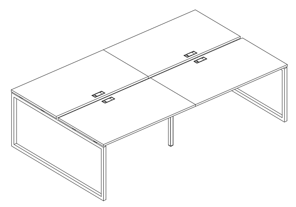 Станция со столами 4х160 на каркасе QUATTRO A4 А4 Б4 178-2 БП антрацит премиум / металлокаркас антрацит - Вид 3