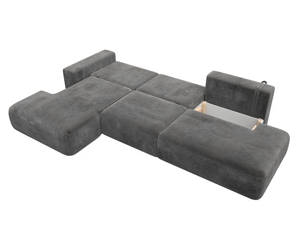 Диван угловой Лига-036 НПБ Модерн Лонг левый угол Велюр серый - Вид 9