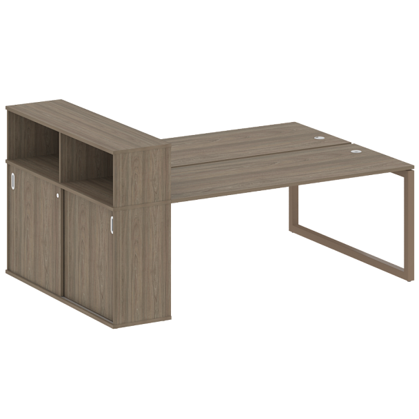 Metal System Quattro Р. ст. с шкафом-купе на О-образном м/к 50БО.РС-СШК-2.5 Т Вяз/Мокко металл 2210*1475*1098 - Вид 1