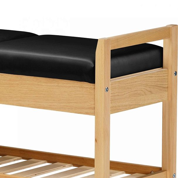 Обувница деревянная Вудсен Натуральный/Черная экокожа - Вид 7